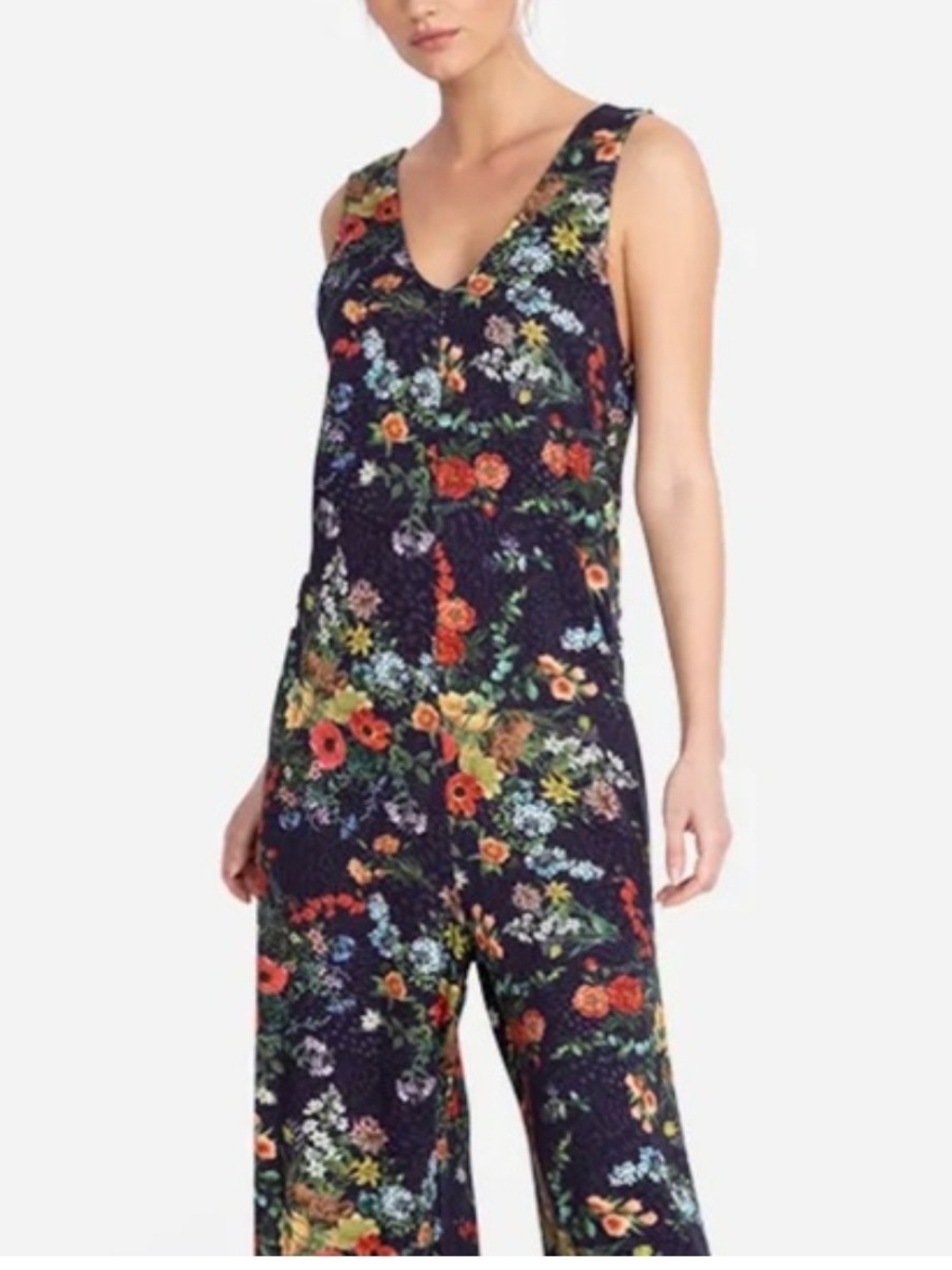 Johnny Was Floral Boho Wideleg Cropped Calme Jumpsuit Soft French Terry Large
